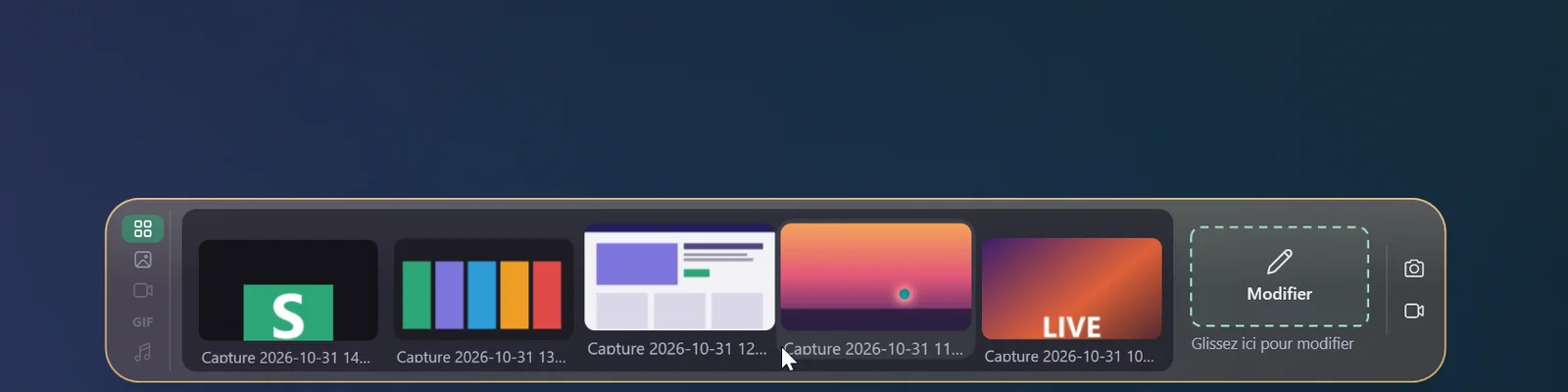 Dock de captures de Cap+